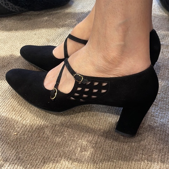 Vintage black suede 30s-60s size 8 - Picture 6 of 10